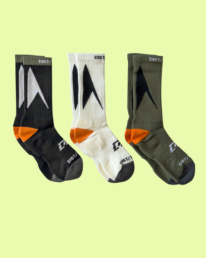Techno Asymmetrical Sock (1-Pack) ( Whiite-Orange Color )