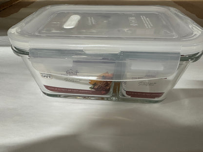 20 Oz Glass Meal Prep Containers, Glass Bento Box for adults, Lunch Containers with Lid, Glass Food Container with 3 Split Compartments-Microwavable