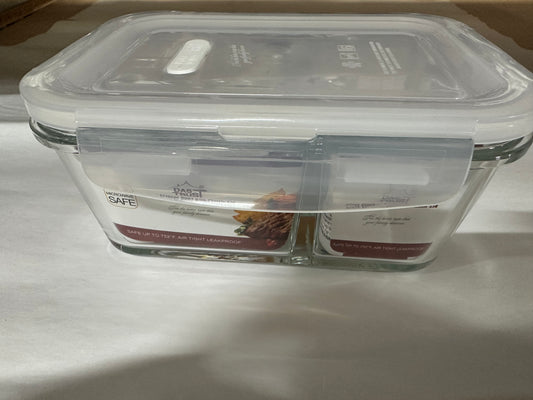 20 Oz Glass Meal Prep Containers, Glass Bento Box for adults, Lunch Containers with Lid, Glass Food Container with 3 Split Compartments-Microwavable
