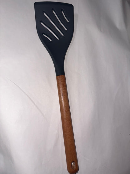 Flexible Silicone Spatula, High-temperature Resistant Non-stick Hollow Silicone Spatula Steak Frying Spatula Kitchen Gadget Dark Gray