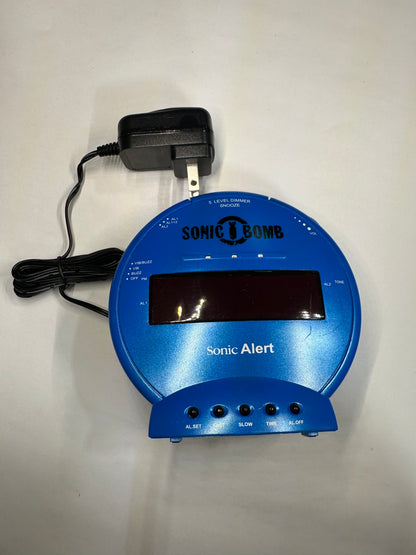 Sonic Bomb Extra Loud Alarm Clock, Blue, Heavy Sleepers, Battery Backup