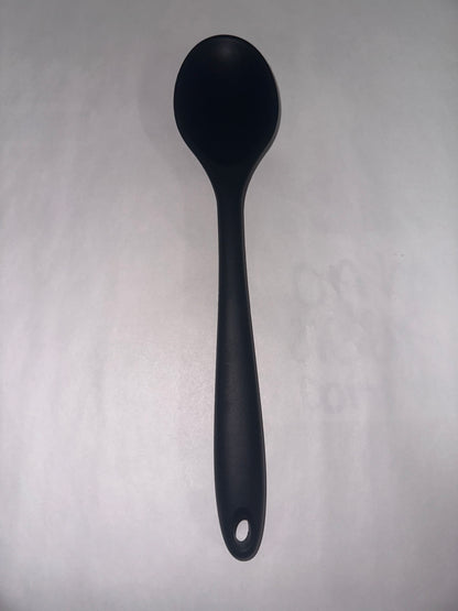 Silicone Non-Stick Mixing Spoon High Temperature Mixing Spoon Spoon Kitchen Cooking Supplies (Black, One Size) Cooking Utensils Set for Nonstick Cookware Kitchenware