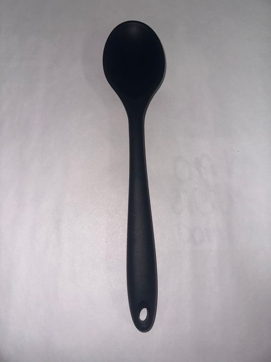 Silicone Non-Stick Mixing Spoon High Temperature Mixing Spoon Spoon Kitchen Cooking Supplies (Black, One Size) Cooking Utensils Set for Nonstick Cookware Kitchenware