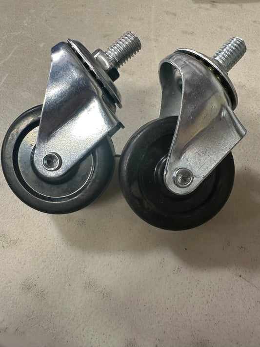 2" caster poly wheel with 5/16" - 18 x 1" stem, double ball bearing, pack of 2 with and 2 without brake