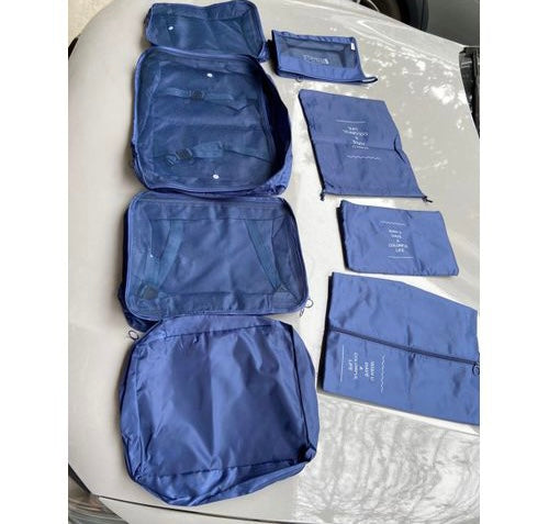 8 Set Packing Cubes for Travel Women Men Kids, Mesh Suitcase Organizer Bags Set for Luggage, 4 Sizes Extra Large, Large, Medium, Small, Travel Camping Essentials Accessories, Dark Blue