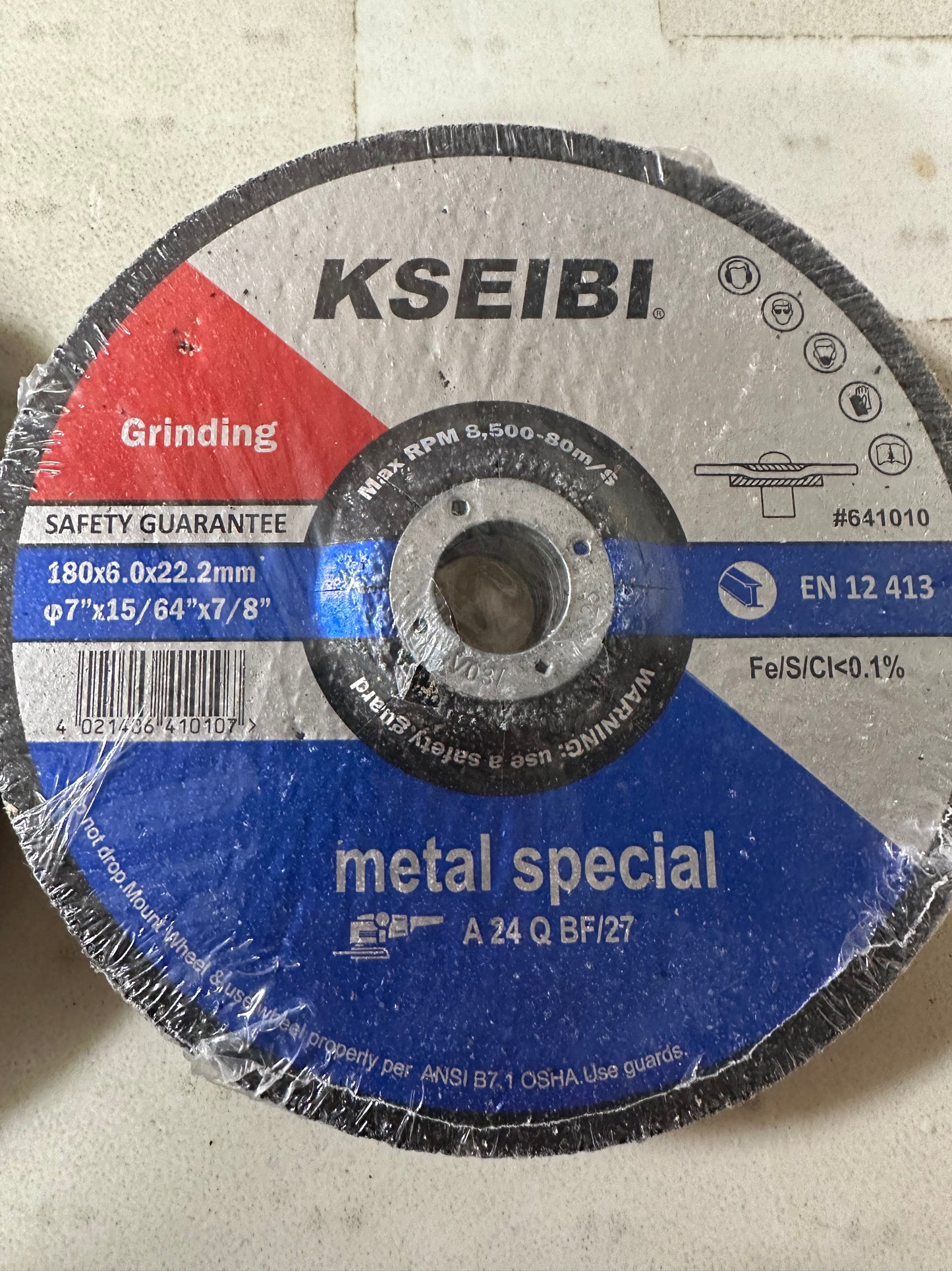 KSEIBI 641010 Grinding Wheels 10-Pack, Aluminum Oxide Discs for Metal & Stainless Steel, 180x6.0x22.2mm, - 7"x15/64"x7/8" Aggressive Grinding for Angle Grinders, Depressed Center Design
