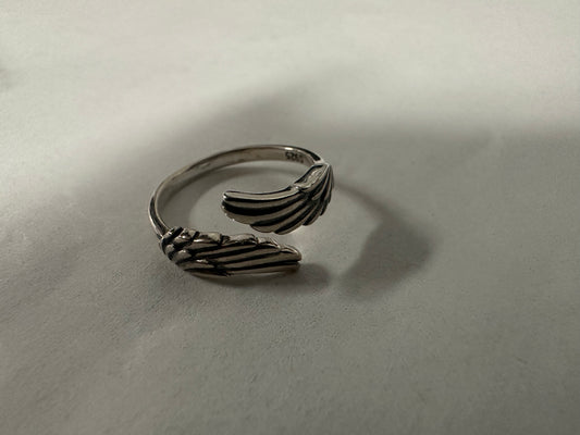 Retro Angel's Wing Adjustable Feather Ring Silver Antique Jewelry for Women Men Dainty Wrap Open Thumb Rings for Women Open Cuff Ring Punk Birthday Gift Friendship