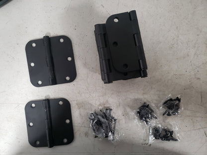 Rounded Door Hinges 3-1/2" x 3.5 inch, 5/8 Radius, Matte Black 12 Pack