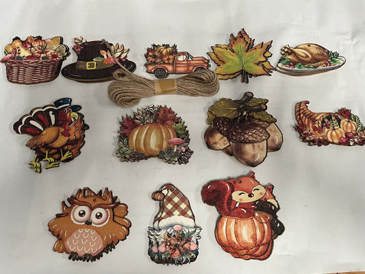 34Pcs Thanksgiving Day Ornaments for Small Tree Decorations, Fall Hanging Pendant Turkey Pumpkin Paper Ornaments for Tree Shelf Home Classroom Decor Party Favors Supplies