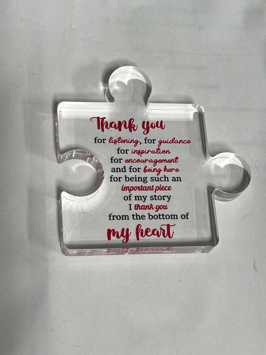 VELENTI Thank You Gifts - Engraved Acrylic Block Puzzle Thank You Present - Paperweights for Women, Men - Gifts for Friends, Coworkers - Heartwarming Therapist, Nurse Teacher Presents