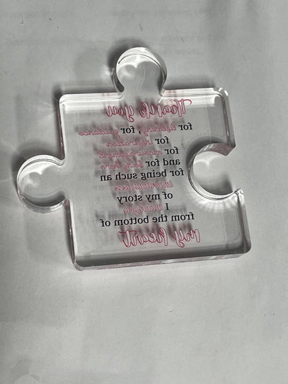 VELENTI Thank You Gifts - Engraved Acrylic Block Puzzle Thank You Present - Paperweights for Women, Men - Gifts for Friends, Coworkers - Heartwarming Therapist, Nurse Teacher Presents