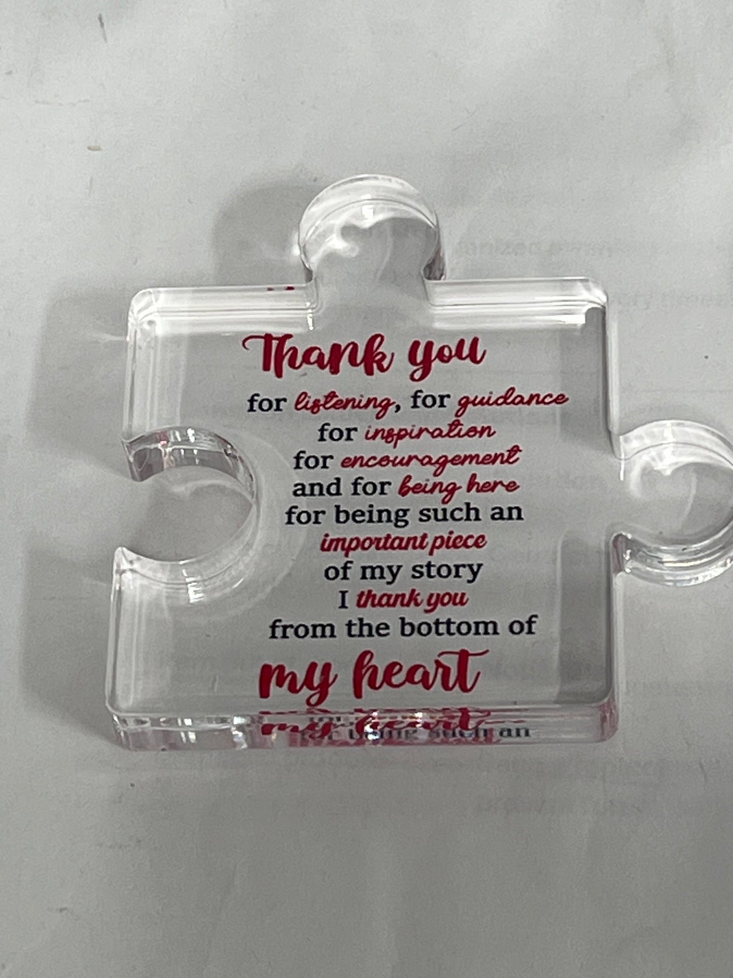 VELENTI Thank You Gifts - Engraved Acrylic Block Puzzle Thank You Present - Paperweights for Women, Men - Gifts for Friends, Coworkers - Heartwarming Therapist, Nurse Teacher Presents