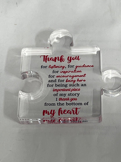 VELENTI Thank You Gifts - Engraved Acrylic Block Puzzle Thank You Present - Paperweights for Women, Men - Gifts for Friends, Coworkers - Heartwarming Therapist, Nurse Teacher Presents