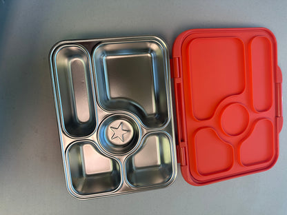 Yumbox Prêt Stainless Steel Bento Lunch Box, Leakproof, Sandwich Friendly Tray, Kids Lunch Box, Easy Open Latch, Compact, Durable, Spacious Food Tray (Orange)