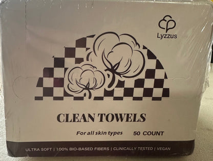 Clean Skin Club Clean Towels XL‚ 100% USDA Biobased Face Towel, Disposable Face Towelette, Eczema Association Accepted, Makeup Remover Dry Wipes, Ultra Soft, 50 Ct, 1 Pack