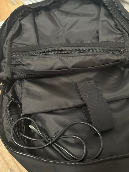 School Backpack Laptop USB Cable (Black)