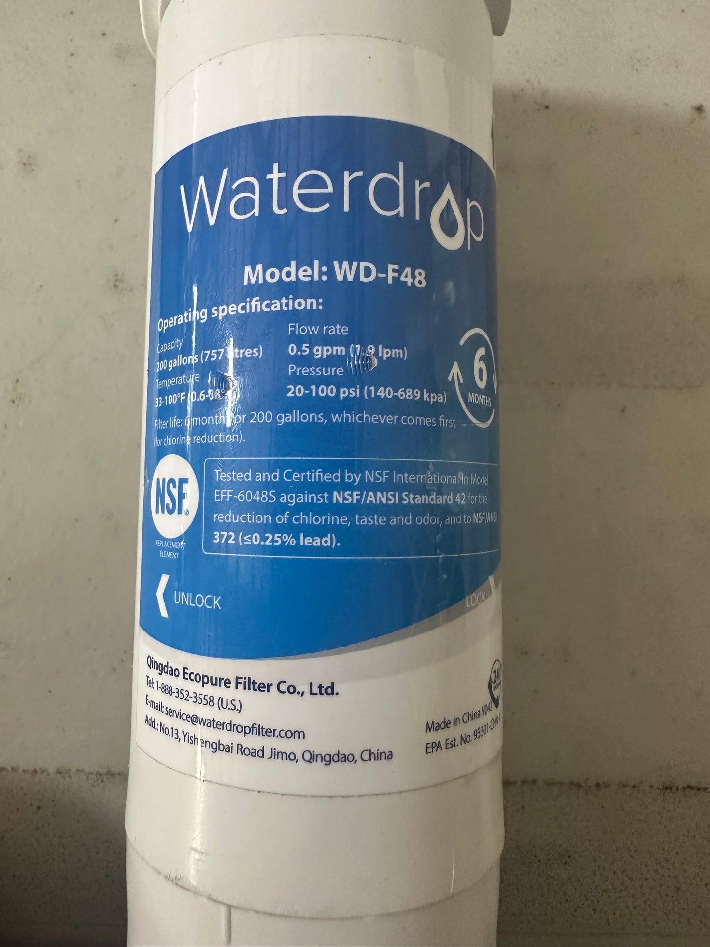 Waterdrop XWF Refrigerator Water Filter, Replacement for GE XWF (WR17X30702) NSF 4015342 Certified, 1 Filter