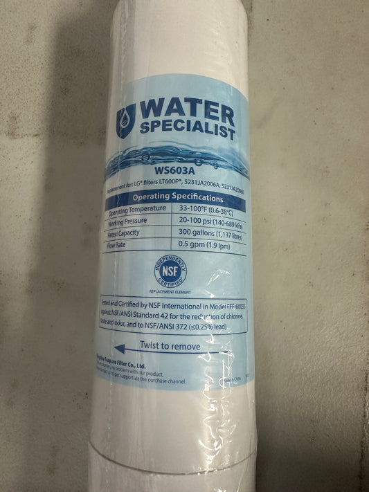 Water Specialist Replacement WS603A - 1 Filter