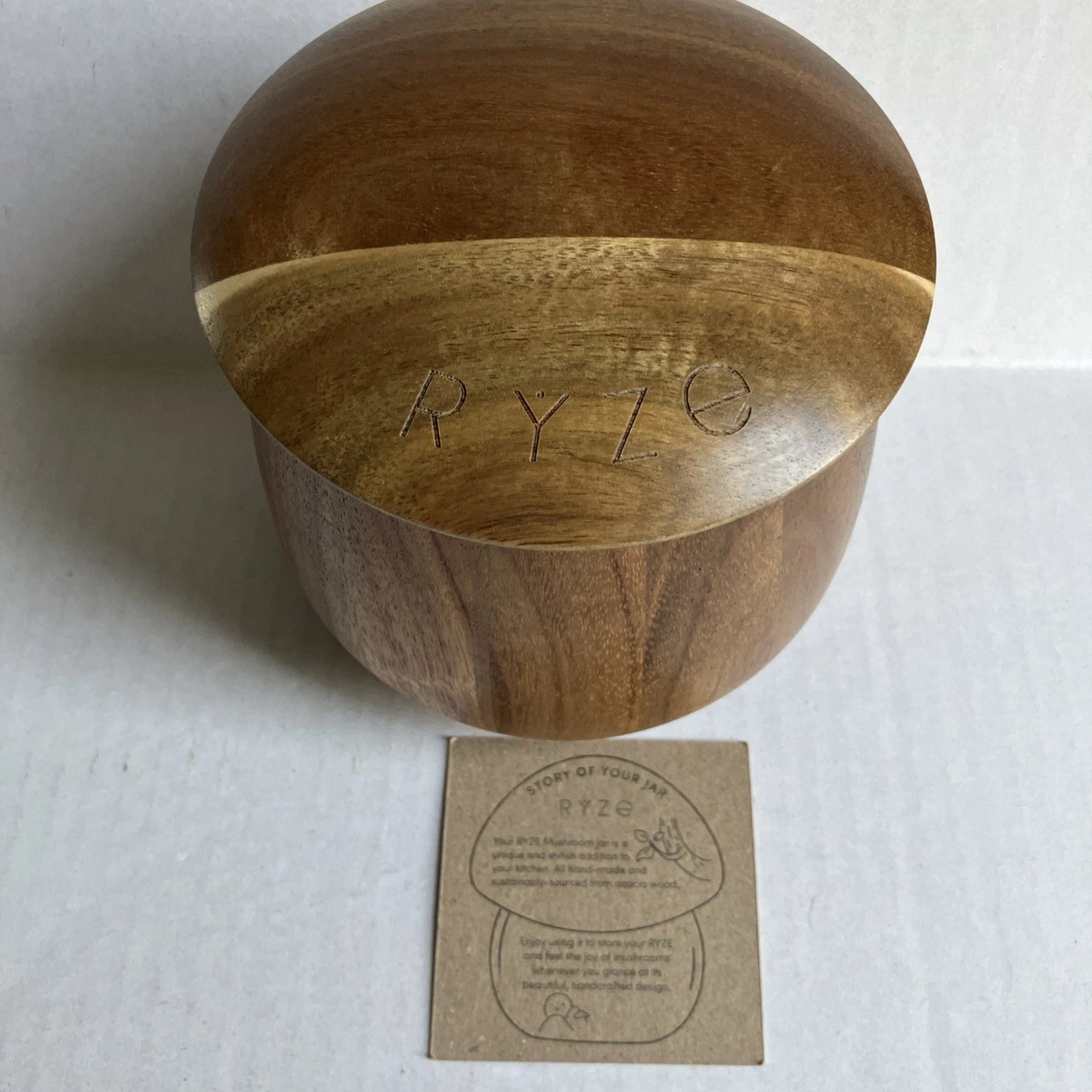 Ryze Mushroom Coffee Wooden Acacia Wood Storage Jar Container with Lid
