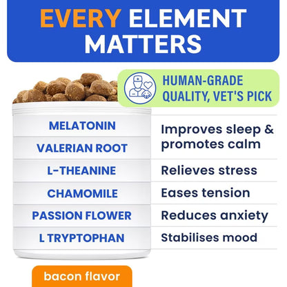 BARK&SPARK Extra Strength Melatonin Calming Chews for Dogs Sleep - 6mg Dog Melatonin Chews for Small & Large Dogs, Puppy Melatonin Treats - Calming Aid for Dogs - Medium Doggie Sleeping Pills - 120ct