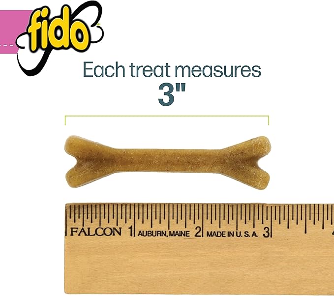 Fido Naturals Belly Bones for Dogs, 100 Yogurt Flavor Mini Dog Dental Treats(100 Count) - Made in USA - for Extra Small Dogs - Plaque and Tartar Control for Fresh Breath, Digestive Health Support