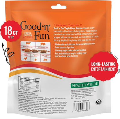 Good'N'Fun Triple Flavored Rawhide Kabobs for Dogs (12oz)