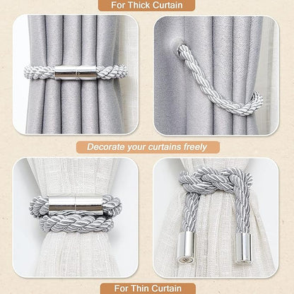 Simple Curtain Tie Rope with Magnetic Buckle Curtain Straps Window Decorative Accessories 1 Pc (Gray)