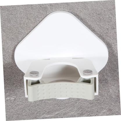 Happyyami Space-Saving Wall Mount Mop Rack Adhesive Broom Holder Multi-Functional Mop Storage for Bathroom Kitchen