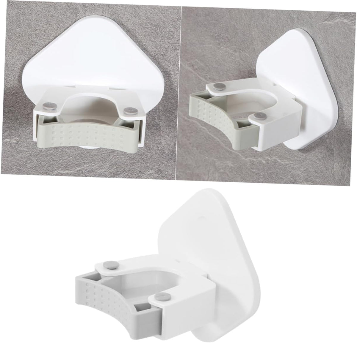 Happyyami Space-Saving Wall Mount Mop Rack Adhesive Broom Holder Multi-Functional Mop Storage for Bathroom Kitchen