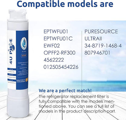 Replacement for EPTWFU01, Ultra 2, EWF02, 012505454226, 4562222 Refrigerator Water Filter, Pack of 2