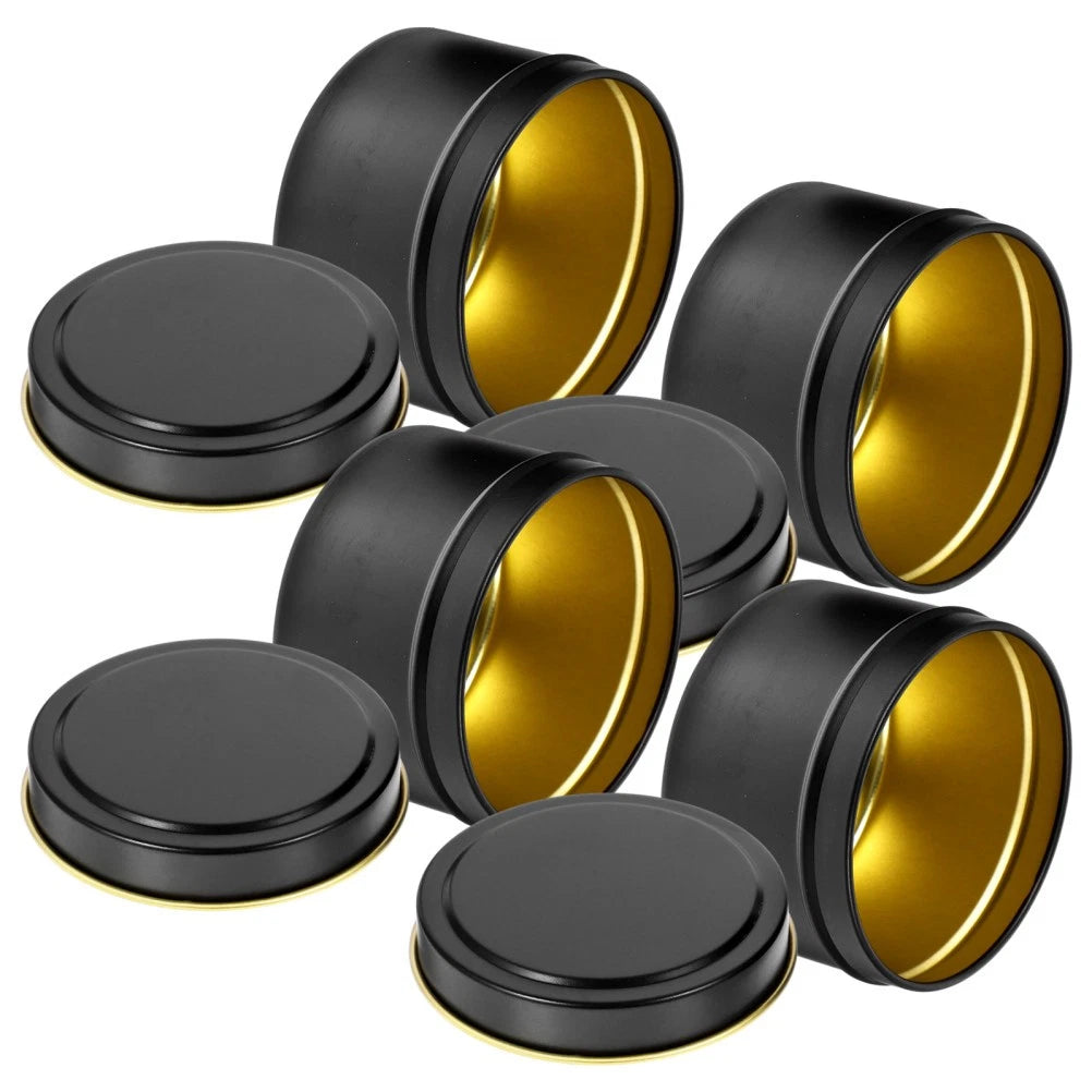 4pcs Iron Candle Jars Black Lids Diy Candle Tin Empty Storage Container Home Decor (4 pcs) 2 small 2 medium.
