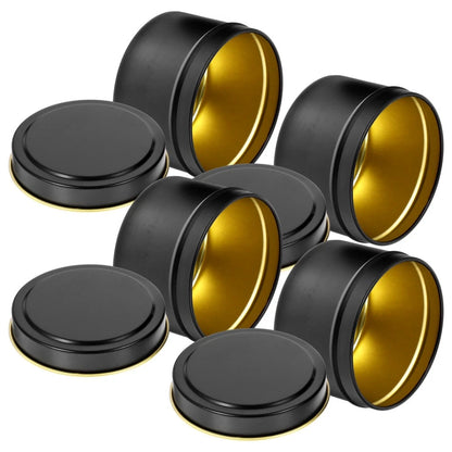 4pcs Iron Candle Jars Black Lids Diy Candle Tin Empty Storage Container Home Decor (4 pcs) 2 small 2 medium.