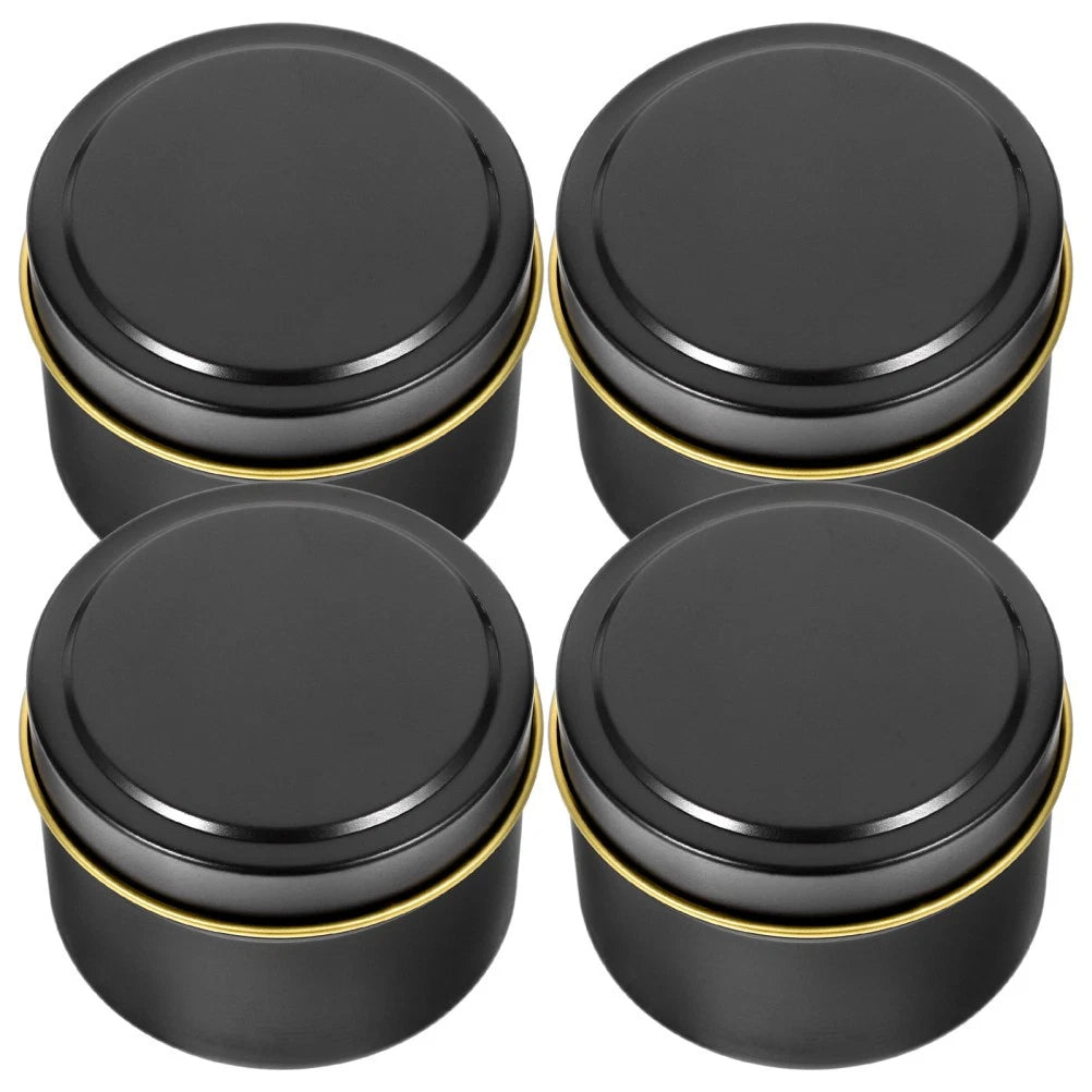 4pcs Iron Candle Jars Black Lids Diy Candle Tin Empty Storage Container Home Decor (4 pcs) 2 small 2 medium.