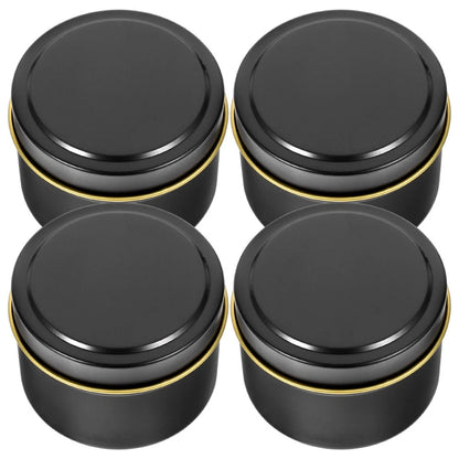 4pcs Iron Candle Jars Black Lids Diy Candle Tin Empty Storage Container Home Decor (4 pcs) 2 small 2 medium.