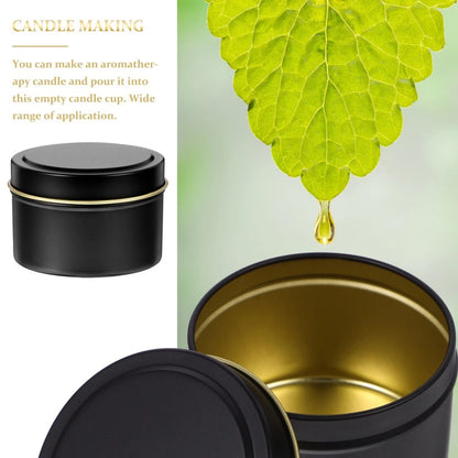4pcs Iron Candle Jars Black Lids Diy Candle Tin Empty Storage Container Home Decor (4 pcs) 2 small 2 medium.