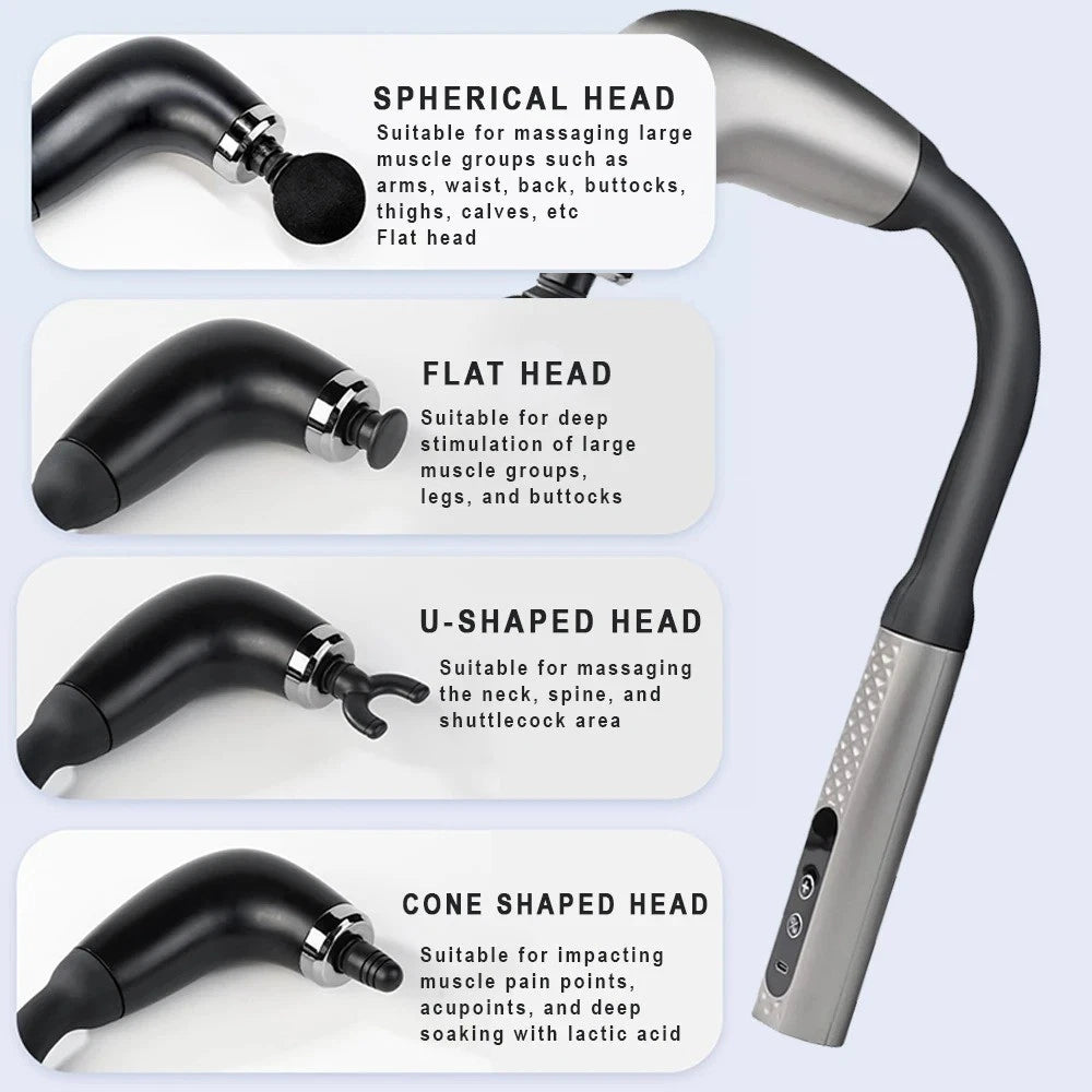 Kocuno Intelligent One Click Start Fascial Massage Gun, Relax And Tighten Muscles, Deep Tissue, Long Handle Massage Gun, Rechargeable
