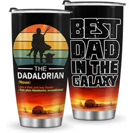 34HD Gifts for Dad, Dadalorian Tumbler with Lid 20 oz Stainless Steel, Father Drinking Cup, Star Dad Merch, Daddy Birthday Gifts from Daughter, Son, Wife