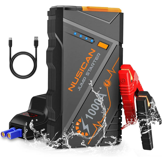 NUSICAN Car Battery Jump Starter, 1000A Peak 12V Auto Lithium Jump Starter, Portable Car Battery Booster Power Pack for up 7L Gas or 5.5L Diesel Engine, LED Flashlight & USB Quick Charge