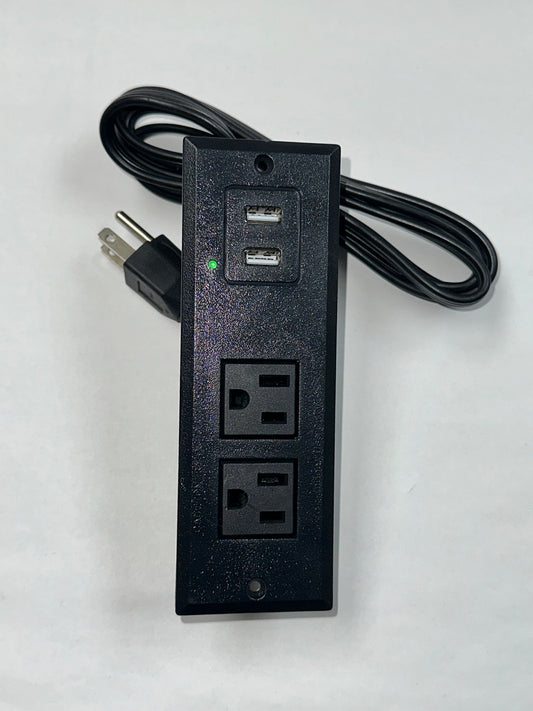 20W Recessed Power Strip USB Desk Power Outlet Flush Mounted Extension Power Plug for Conference Countertop Desktop Drawer Sofa ETL Listed (Black)