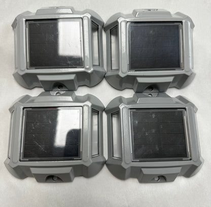 Refurbished- Sunwind Solar Deck Lighting Outdoor - 4 Pack Waterproof Aluminum Dock Solar Powered Lights Outdoor LED Pathway Road Marker for Garden Path Stair Fence Driveway Road Dock Lighting (White)