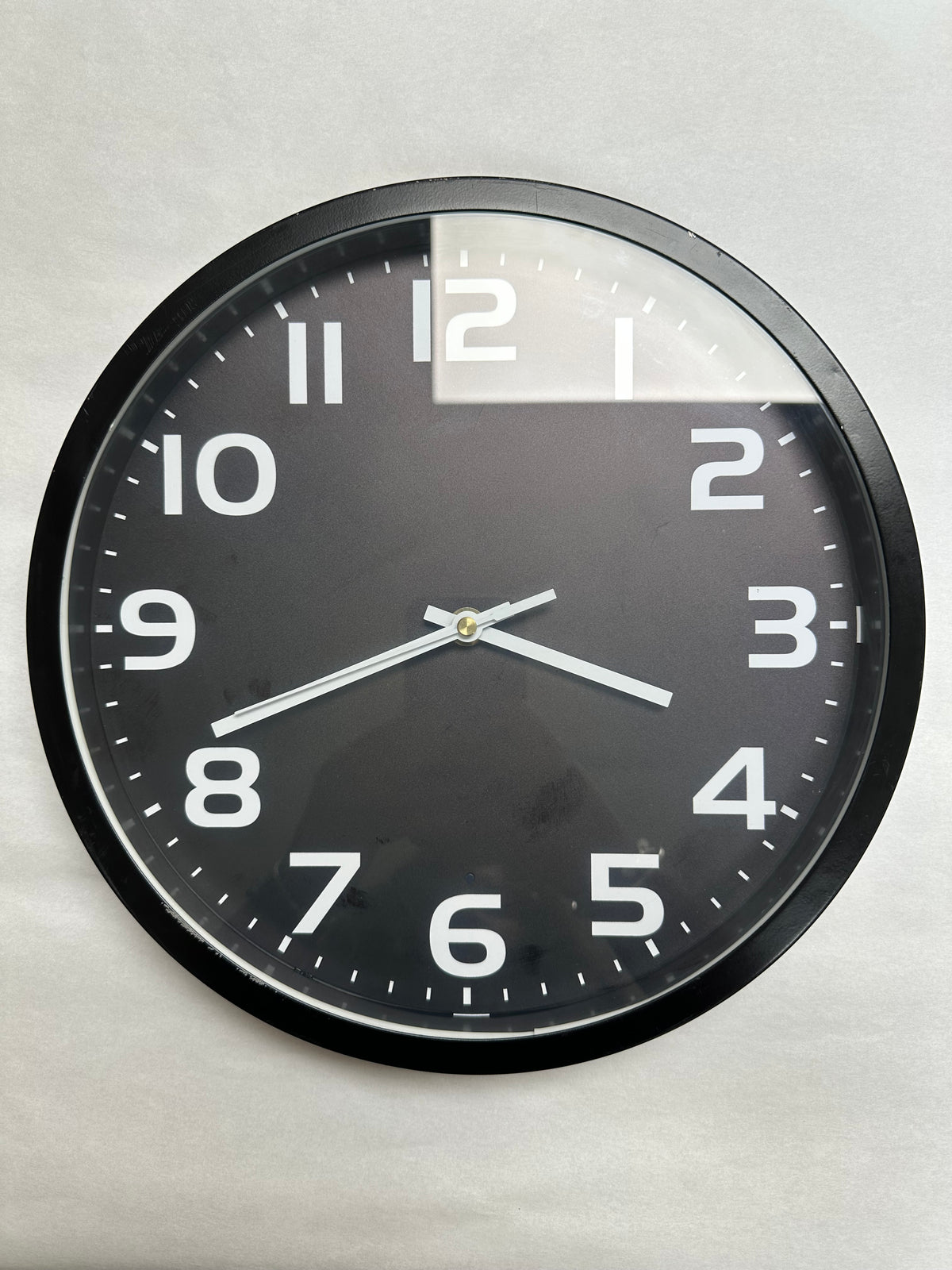 Refurbished- HITO 12 Inch Night Light Wall Clock (Has small defects) Battery Operated Brightness Adjustable, Metal Frame, Glass Cover(Hands  Numbers Illuminate)