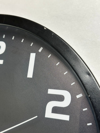 Refurbished- HITO 12 Inch Night Light Wall Clock (Has small defects) Battery Operated Brightness Adjustable, Metal Frame, Glass Cover(Hands  Numbers Illuminate)