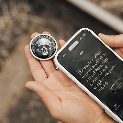 Memento Mori Stoic Coin (With NFC chip inside. Use Your Phone for inspirational messages. Individually numbered) Numbered 0488