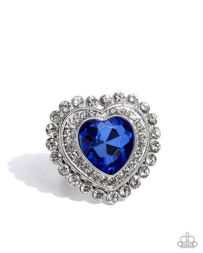 Head Over HEART - Blue Gem Silver Ring - Paparazzi