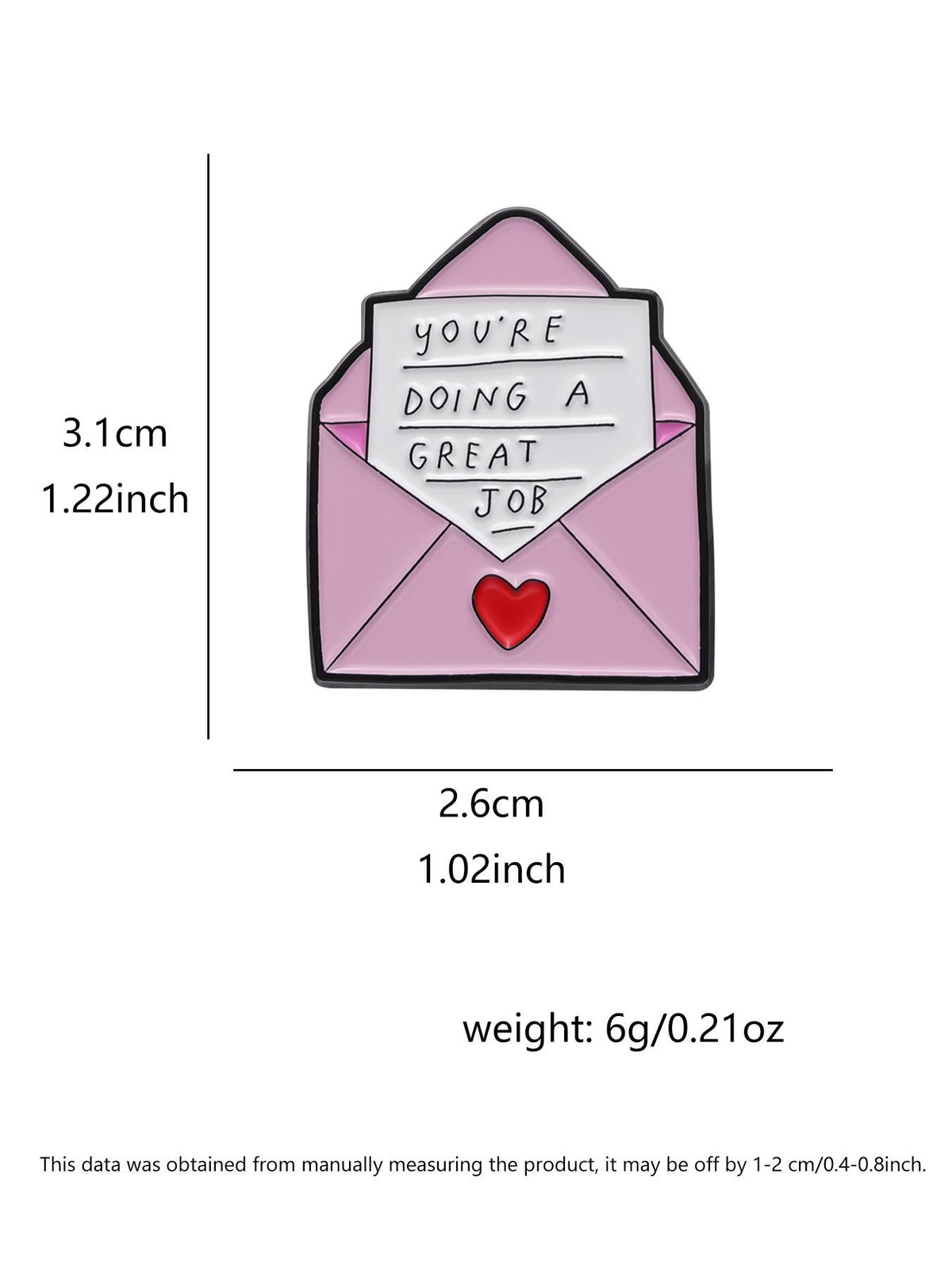 Encouragement Letter Cartoon Enamel Pin Cute Heartwarming Design With Pink Envelope And You're Doing A Good Job Quote Positive Message Brooch For Backpack Journal Office Decoration Gift For Students Friends Encouragement Accessories