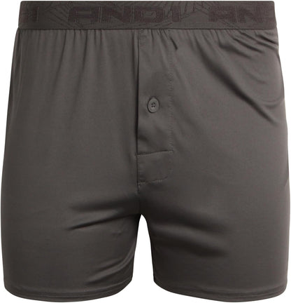 AND1 Mens Boxer Shorts - 6 Pack Performance Knit Boxers for Men with Fly - Lightweight Mens Underwear Boxers, 4" Inseam, Size 2XL, Bright Blue/Black/Grey