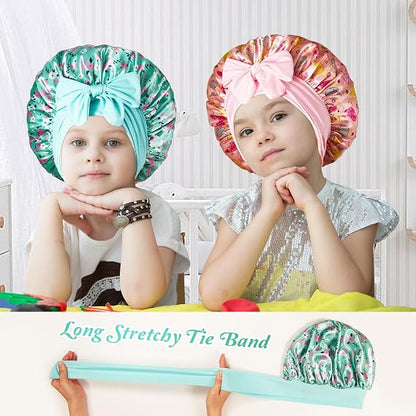 Premium satin bonnets from choshion keep child's hair healthy, frizz-free, with adjustable tie band for comfortable fit.