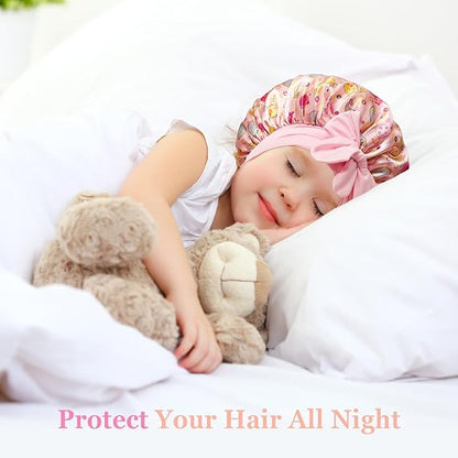 Premium satin bonnets from choshion keep child's hair healthy, frizz-free, with adjustable tie band for comfortable fit.