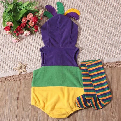 My First Mardi-Gras Baby Boy Girl Outfit Mask Onesie Hoodie