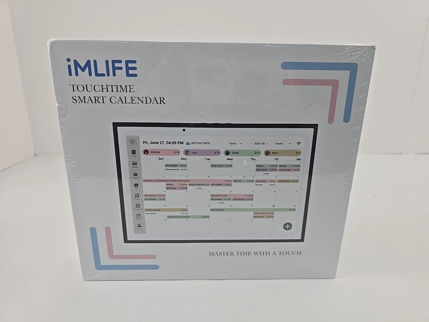 IMLIFE 10.1 inches Wifi Smart Touchscreen Digital Calendar Touchtime App (Comes with USB-A to USB-C power cable only. Missing stand. Screen protector may contain damage)